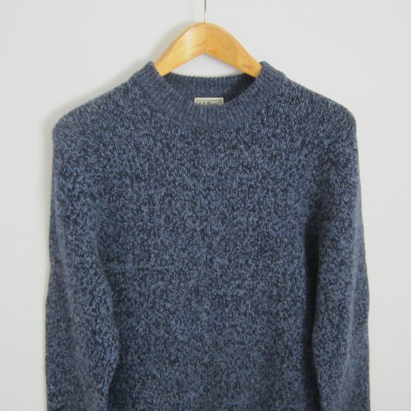 Vintage LL Bean Ragg Sweater Mens M Blue Black LS Marled Lambswool Outdoor Wool - Picture 6 of 10